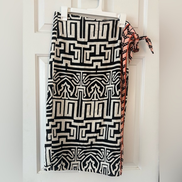 Rachel Zoe Monochrome Geometric Wrap Skirt - Picture 1 of 5